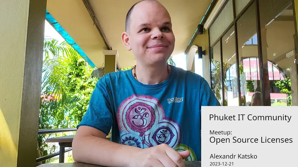 Cover of the talk “Open Source Licenses” at Phuket IT Community